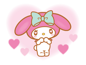 my melody with heart eyes surrounded by hearts